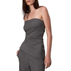 NWT Rag & Bone Irina Asymmetric Ruched Strapless Top Gray Size L